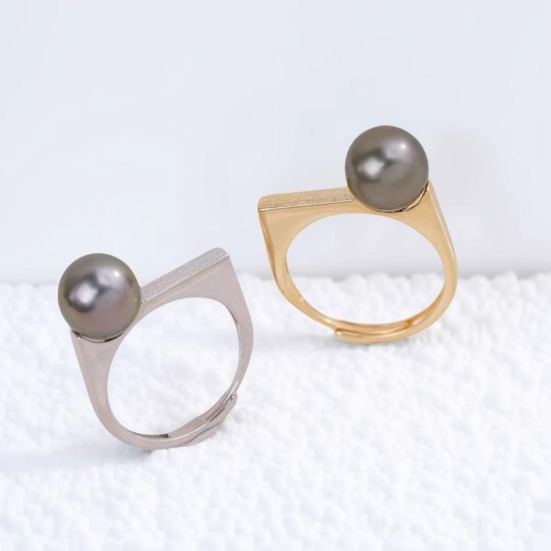 リング空枠 S925シルバー DIY ハンドメイド 指輪台座 パール用 10-13mm丸珠対応 電気メッキ加工 光沢 ..