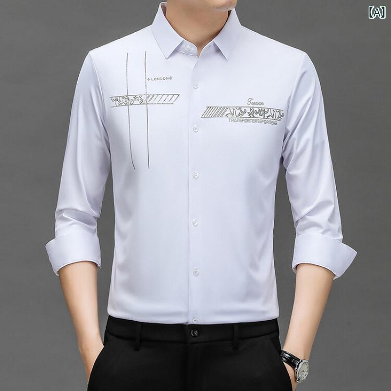 ・カテゴリ: シャツ・主な素材: ポリエステル・生地番手: 100番手・フィット: ルーズフィット・ネックライン: レギュラーカラー・袖丈: 長袖・厚さ: 普通・対象: 大きいサイズ・対象年齢: 成人・性別: 男性・カラー展開: ホワイト、ブラック、レッド、ダークグリーン、ライトグレー、ライトブルー、ダークブルー、ネイビー・サイズ展開: 165cm、170cm、175cm、180cm、185cm、190cm