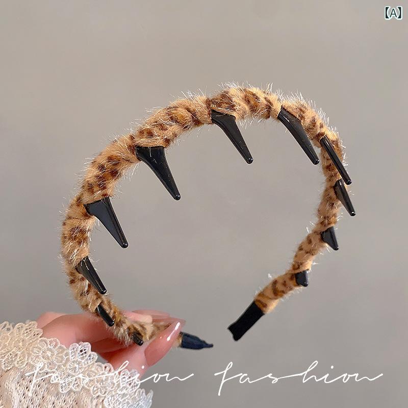 Cachucha - ヘアアクセサリー レディース 甘辛ミックス ヒョウ柄 カチューシャ ウェーブ 歯付き ヘッドバンド 洗顔 滑り止め 髪の毛 根元 ボリュームアップ 普段使い おしゃれ かわいい 毛糸素材