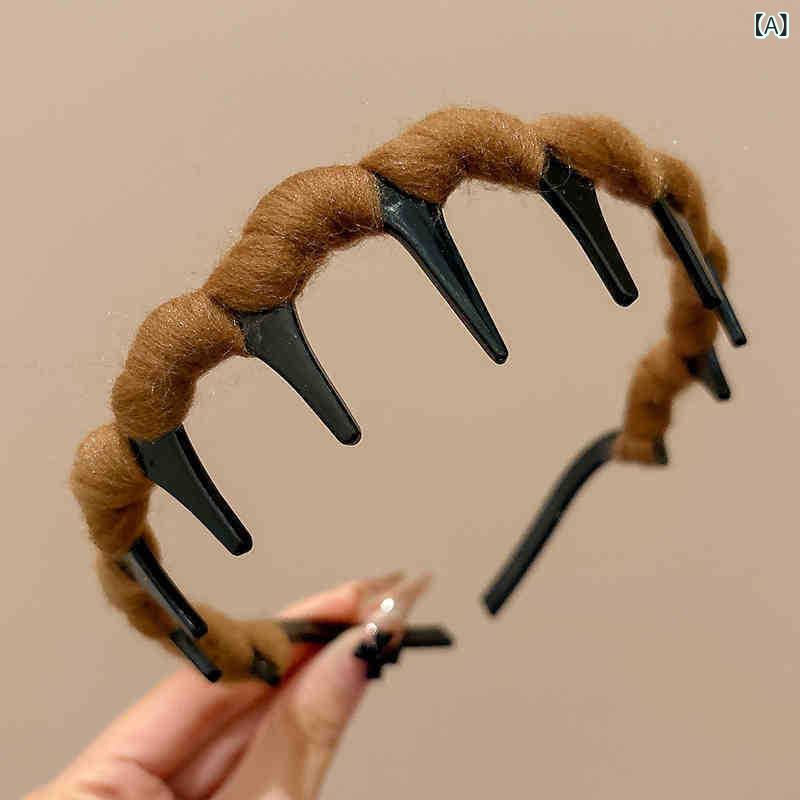 カチューシャ レディース 編み込み ニット ウェーブ コーム付き 滑り止め 痛くなりにくい ボリュームアップ 高見え 小顔効果 おしゃれ 大人かわいい 普段使い ヘアアクセサリー