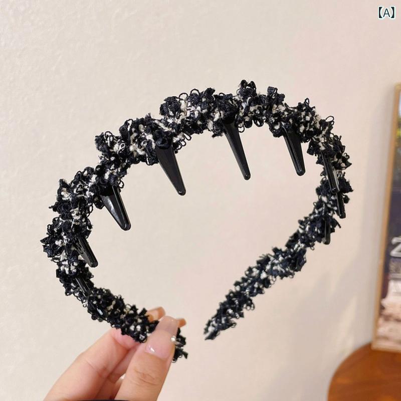 ヘアバンド レディース アクリル ニット ウェーブデザイン 高級感 かわいい ふんわり 歯付き 滑り止め ..