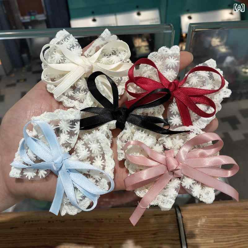 ヘアクリップ レディース フレンチレトロ レース リボン 小さめ 高級感 布製 前髪 サイド 髪飾り 髪留..