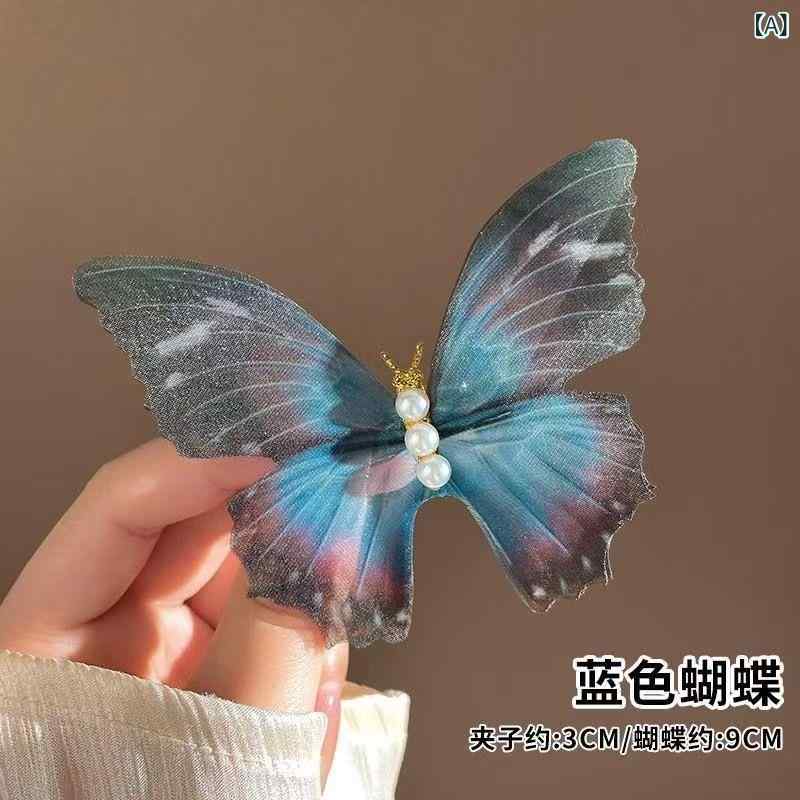 ヘアクリップ 子供 女の子 電動 揺れる 蝶 シアーオーガンジー 極薄 髪飾り プリンセス エレガント 上..