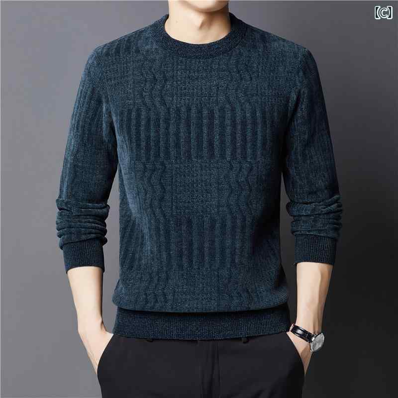 ニット メンズ ミドルエイジ シニア 男性用 秋冬 シェニール 裏起毛 厚手 保温 あったか ゆったり クルーネック 長袖 ウォッシャブル ポリエステル 普段使い デイリーユース ダークグレー ブラック ブルー narukimar-10378871 naruki サンプル画像3
