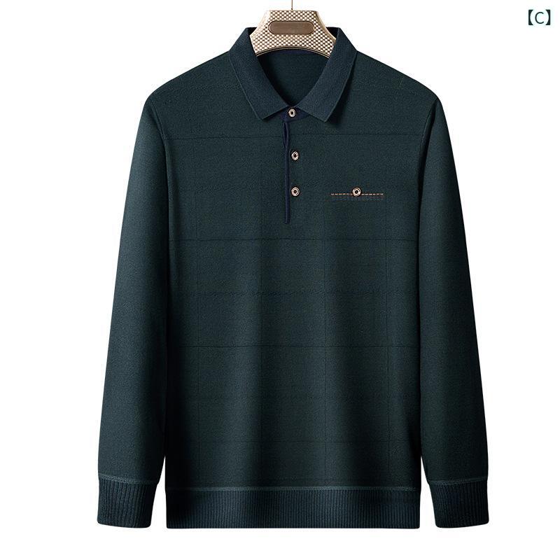 Tシャツ メンズ 男性用 シニア お父さん 祖父 春秋 長袖 ポロ襟 トップス 薄手 カットソー 綿混紡 無地 ゆったり ベーシック カジュアル 普段使い 通気性 narukimar-10379089 naruki サンプル画像3