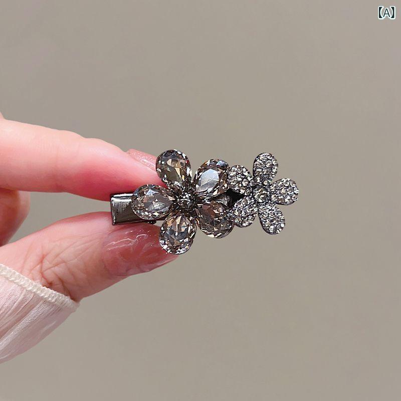 ヘアクリップ レディース 韓国風 レトロ 高級感 ラインストーン クリスタル フラワー 花 髪留め 髪飾り ヘアピン ヘアアクセサリー かわいい フェミニン キラキラ まとめ髪