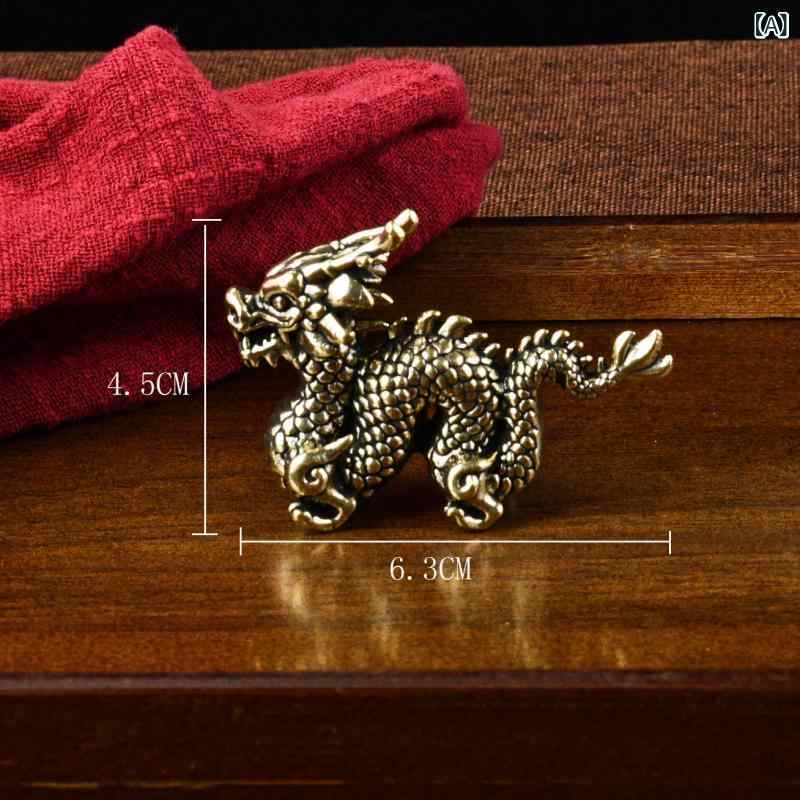 China Ornaments - 置物 真鍮製 祥雲 龍 干支 辰 レトロ ヴィンテージ アンティーク 古色 エイジング加工 茶卓 茶台 茶寵 卓上 デスクトップ オブジェ インテリア