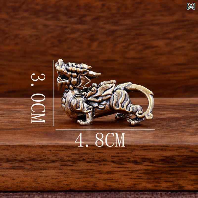 置物 真鍮 貔貅 神獣 オフィス リビング 書斎 インテリア 茶道具 銅彫刻 工芸品 骨董品 風水 縁起物 開..