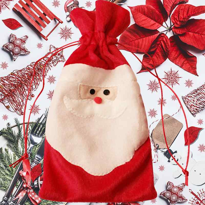クリスマス雑貨 サンタクロース ワインボトルカバー 布製 ワインバッグ ハンドメイド クリスマスパーテ..