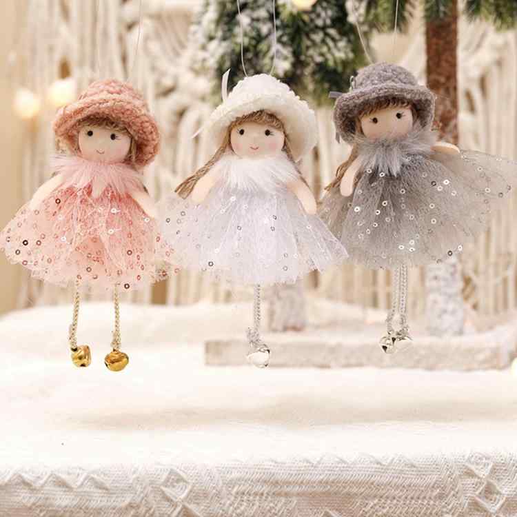 Toys, Hobbies, Games - クリスマスツリーオーナメント チュールスカート エンジェル リボンと帽子付き 布製 ガーリー かわいい ミニ吊るし飾り クリスマスデコレーション 雑貨 北欧風 インテリア小物