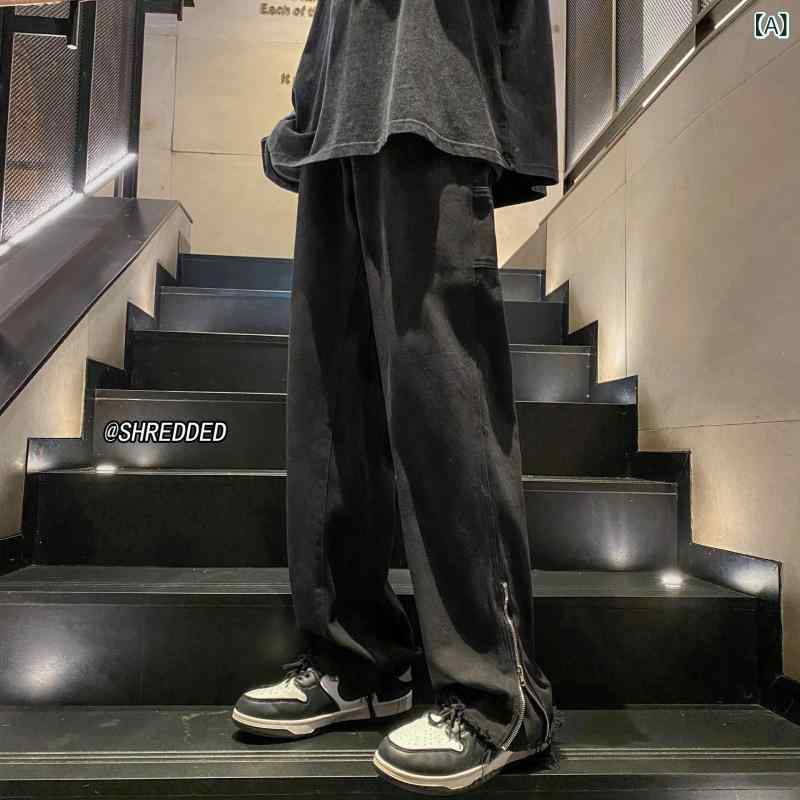 デニムパンツ メンズ 男性用 アメリカン ストリート レトロ ヴィンテージ ストレート ルーズフィット ..