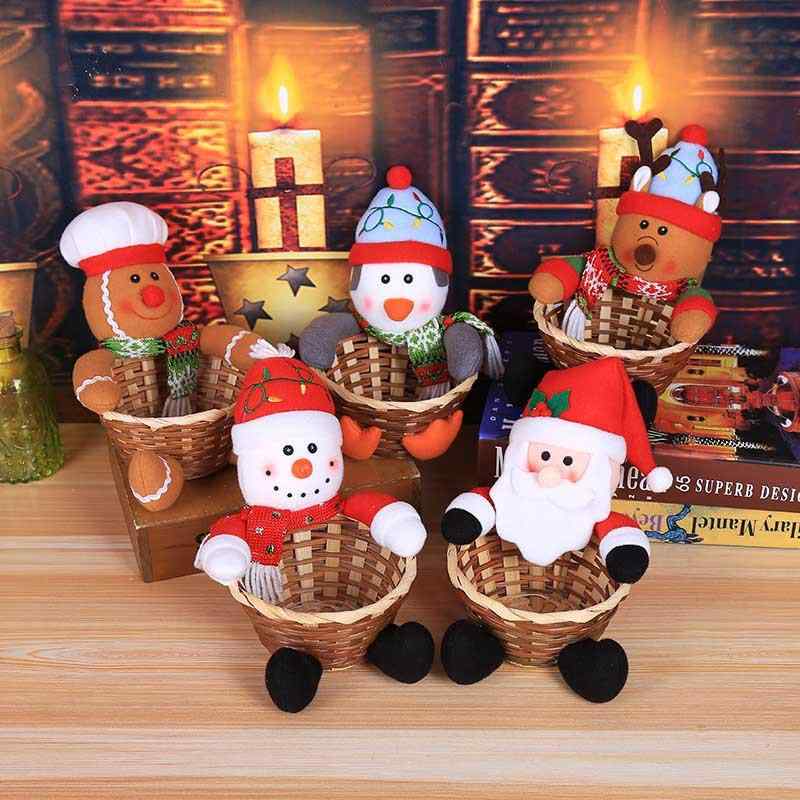 クリスマス キャンディバスケット 子供向け お菓子入れ 卓上 デコレーション 飾り プレゼント ギフト 布製 ファブリック アメリカン スタイル おしゃれ パーティー イベント 玄関 リビング 小物入れ