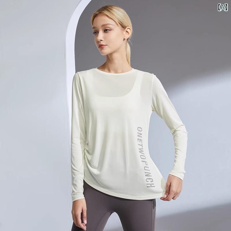 Ladies Wear - スポーツトップス レディース 長袖 プルオーバー モダール混紡 ゆったり 体型カバー 細見え ランニング ヨガ フィットネス ジム トレーニング ダンス 秋用 カットソー