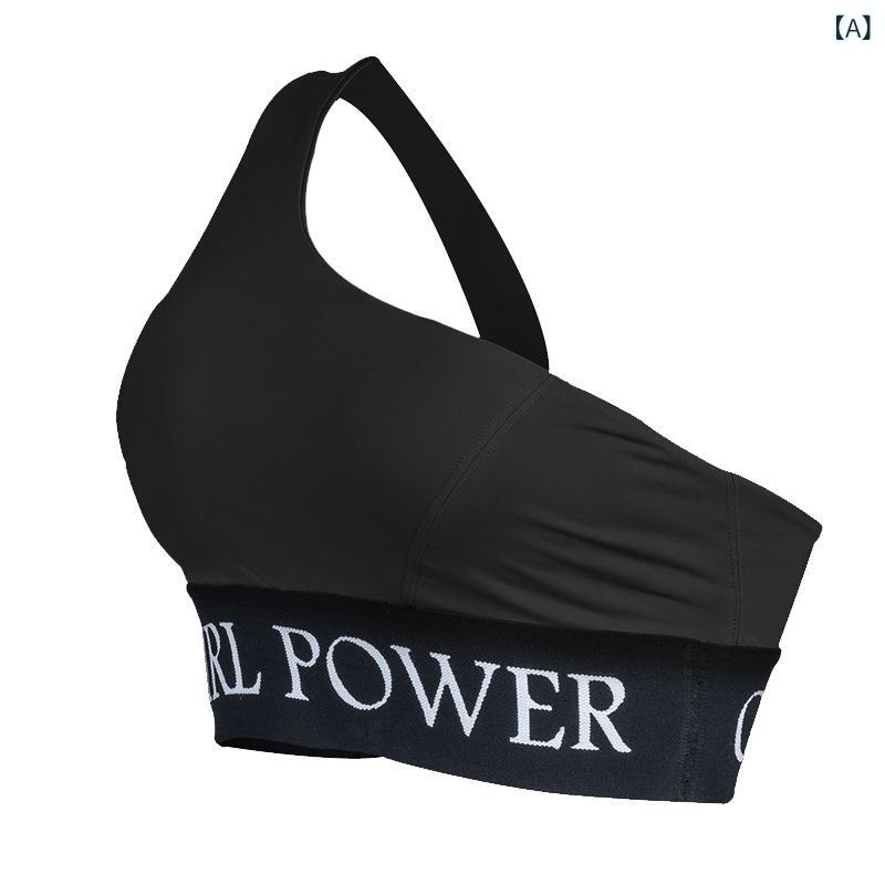 スポーツブラ レディース 揺れない ホールド感 サポート ノンワイヤー ワンショルダー 斜めストラップ カップ付き タンクトップ ランニング ヨガ ジム フィットネス トレーニング ウェア