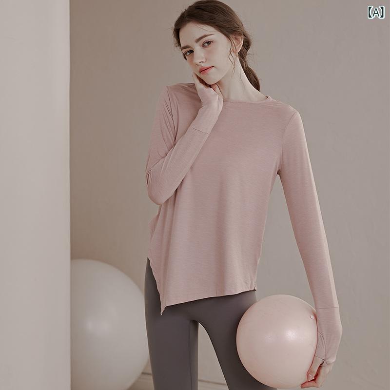 Tシャツ レディース 長袖 ゆったり 体型カバー 吸汗速乾 通気性 ポリエステル スパンデックス混 スポー..