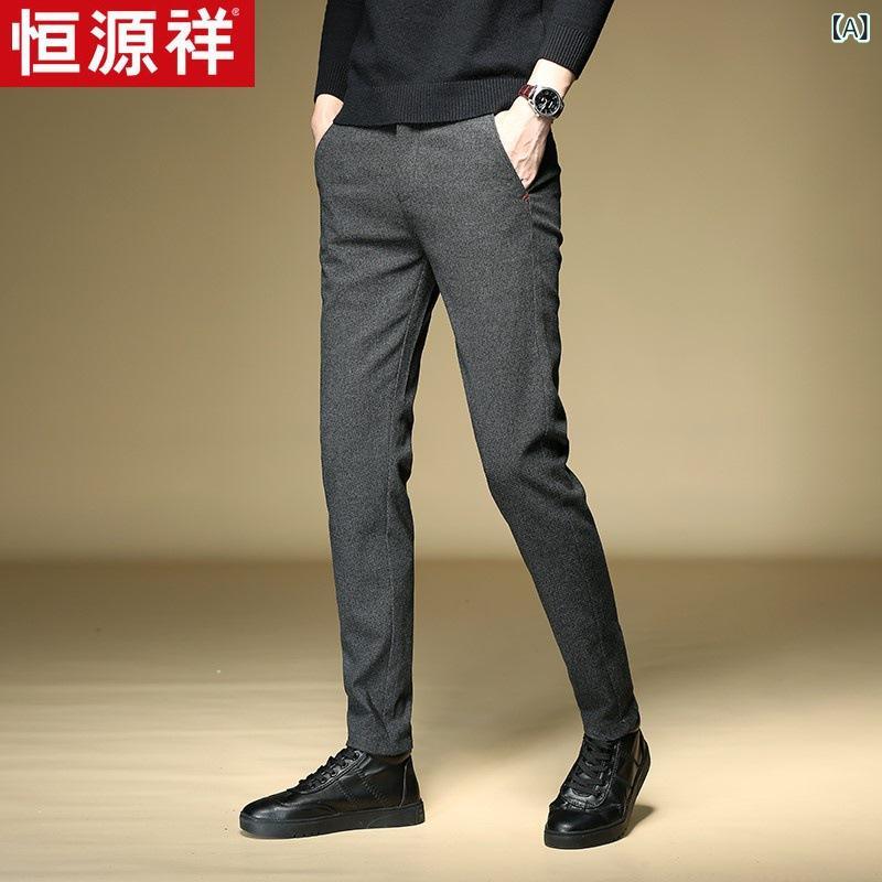 カジュアルパンツ メンズ スリムフィット テーパードパンツ ピーチスキン 起毛加工 ストレッチ 体型カ..