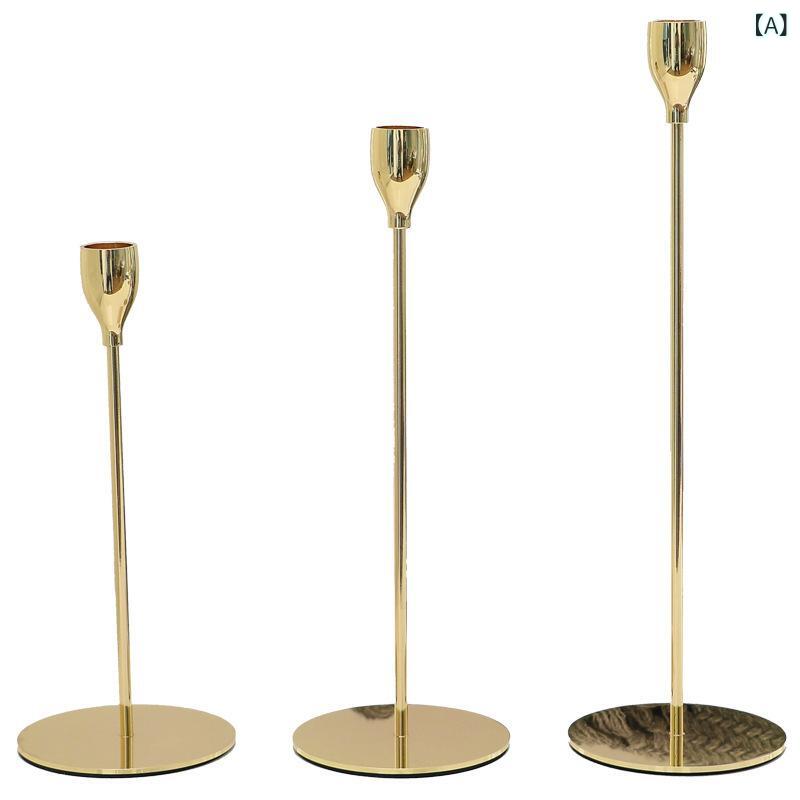 キャンドルスタンド 北欧デザイン シンプル モダン メタル アイアン ゴールド ブラック ロウソク立て ..