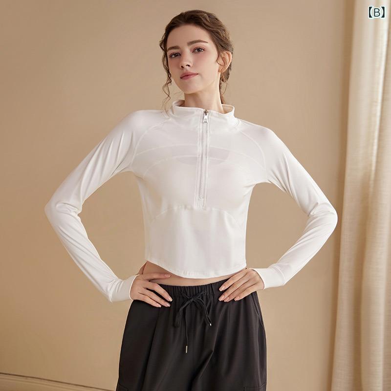 トップス レディース Tシャツ ヨガ フィットネス トレーニング 長袖 ハーフジップ ...