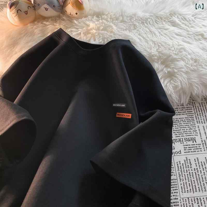 Tシャツ メンズ 男性用 アメリカンレトロ ストリート系 トレンド ヘビーウェイト オーバーサイズ ビッグシルエット クルーネック ドロップショルダー 五分袖 綿100% コットン ゆったり カジュアル 普段使い トップス 春夏