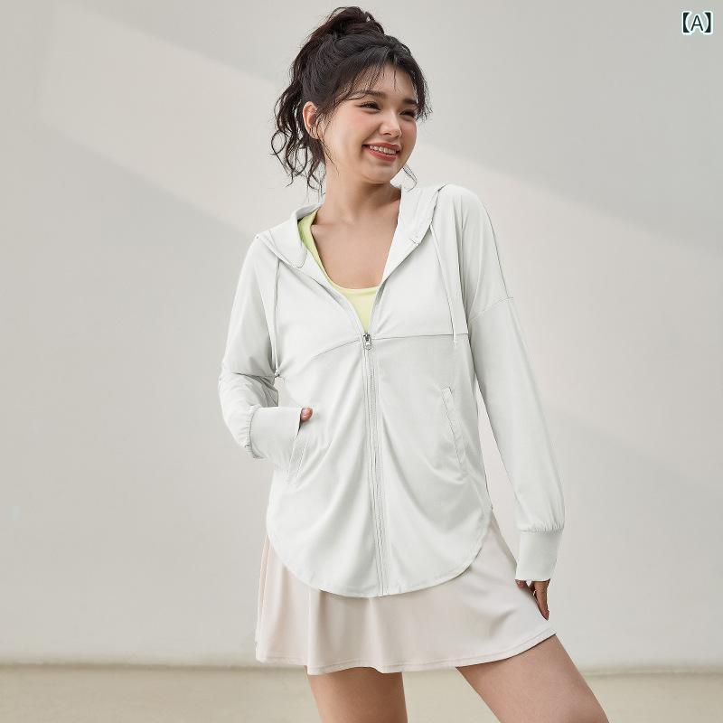 スポーツジャケット レディース ゆったり フーディ 長袖 ジップアップ カーディガン 薄手 UVカット 伸縮性 通気性 ヨガ フィットネス トレーニングウェア 着痩せ