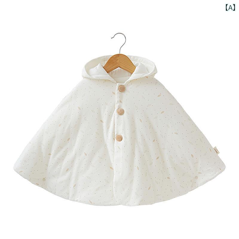 ケープ ベビー 赤ちゃん ポンチョ マント フード付き 中綿入り 厚手 あったか 保温 天然コットン お出..