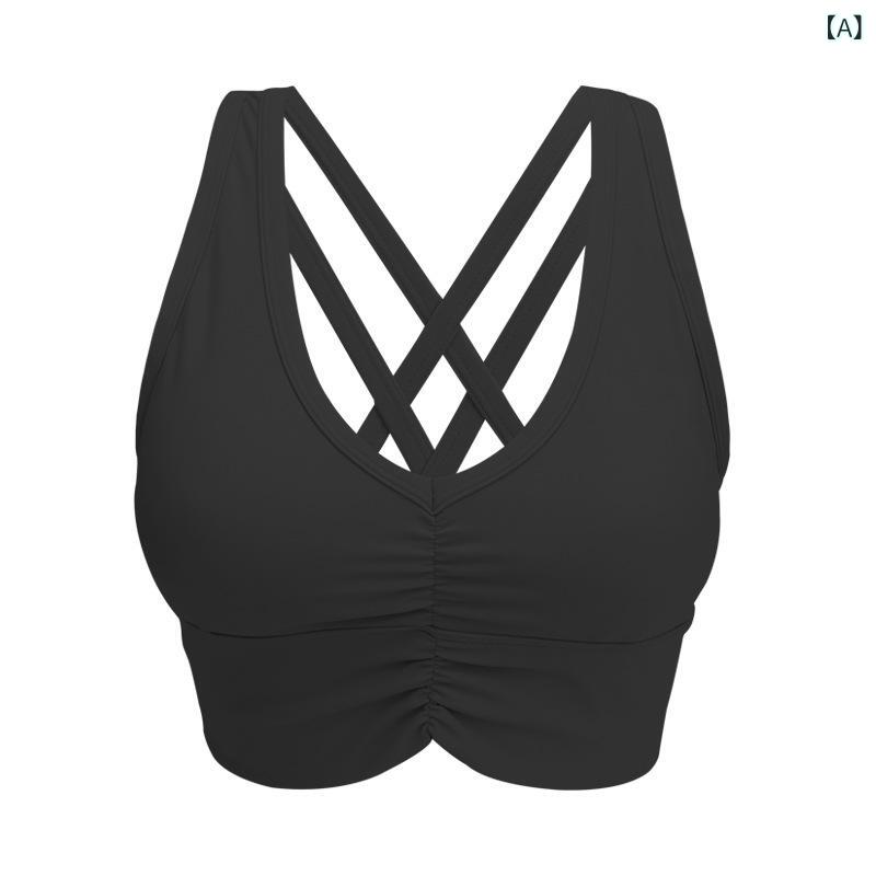 スポーツブラ レディース 女性用 タンクトップ型 ノンワイヤー 薄手カップ 3/4カップ パッド入り 両面起毛 素肌感 美背 フィットネス ヨガ ランニング トレーニング ナイロン スパンデックス