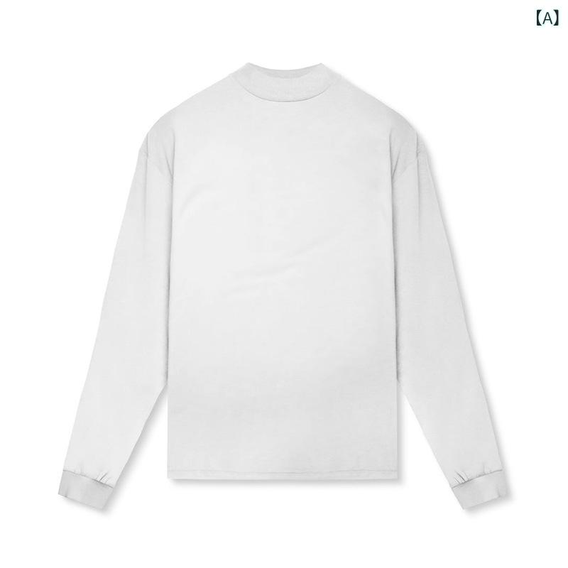 Tシャツ メンズ モックネック 長袖 無地 オーバーサイズ ビッグシルエット ドロップショルダー カジュアル 普段使い トレーニング 綿 ..