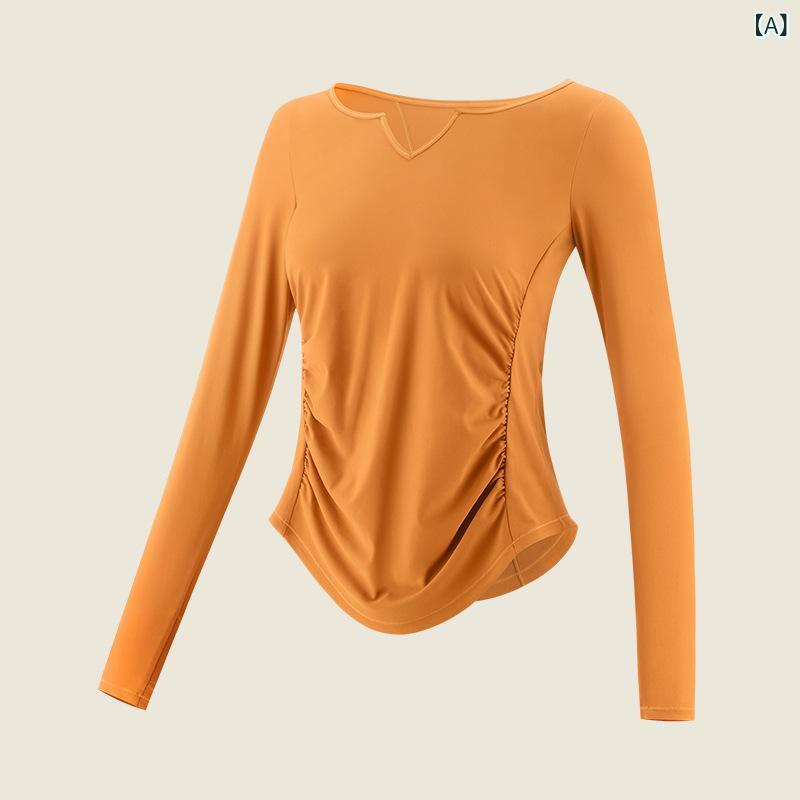 ヨガウェア レディース 女性用 速乾 長袖 伸縮性 トレーニング ピラティス ランニング トップス カバーアップ シャツ ポリエステル スパンデックス 秋冬