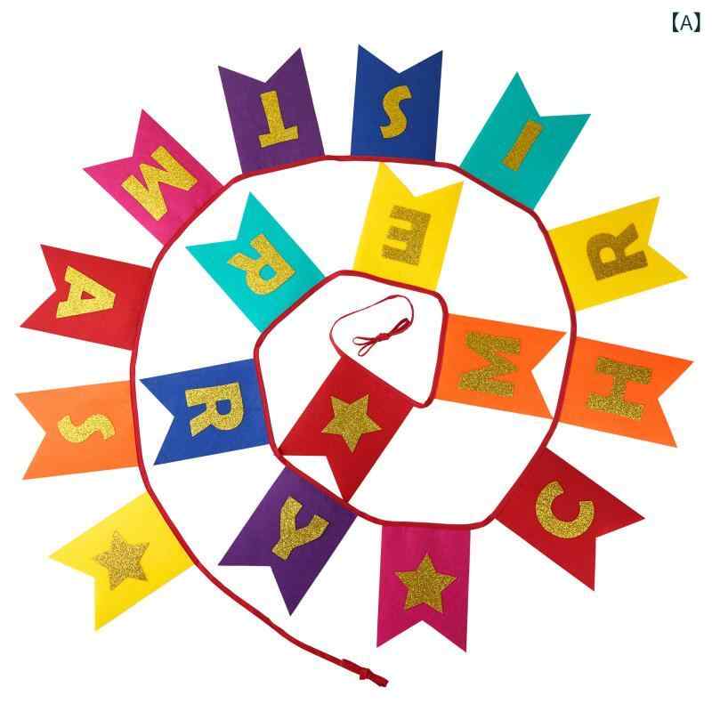 ガーランド 吊るし飾り カラフル 不織布 フェルト クリスマス 誕生日 バースデー パーティー お祝い イ..