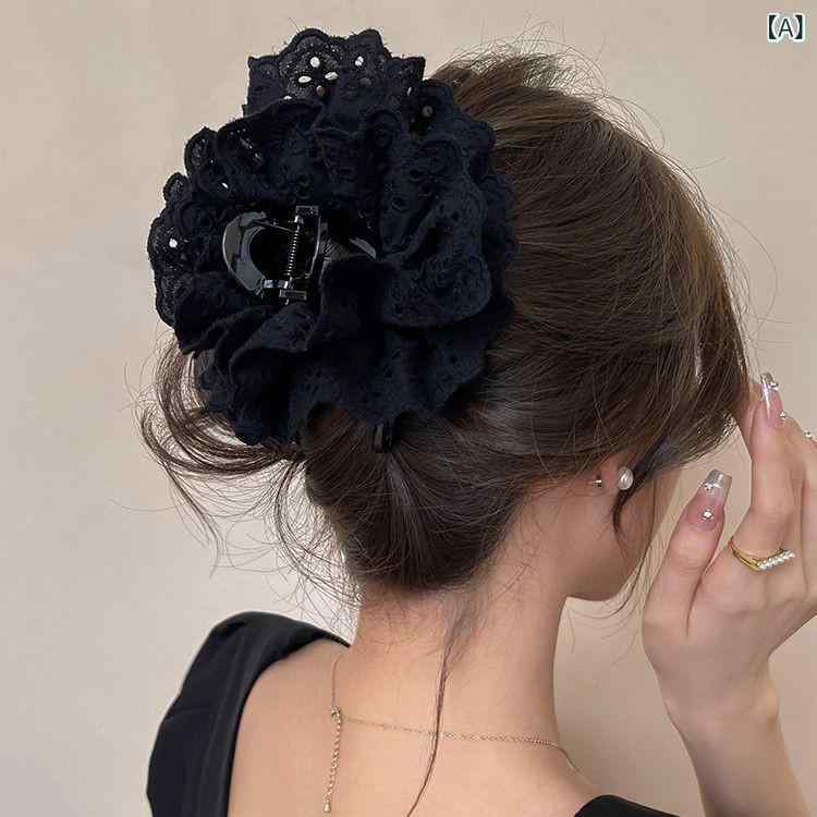 ・カテゴリ: ヘアアクセサリー・スタイル: 田園風、清新フェミニン・仕様: ヘアクリップ、ヘアゴム・製法: ハンドメイド・カラー展開: アイボリー（バレエ風）、ブラック（レトロエレガント）・対象: レディース