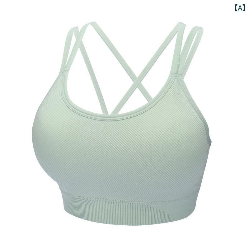 スポーツブラ レディース 欧米風 ダブルストラップ 美背 クロスストラップ セクシー カップ付き ノンワイヤー ヨガ フィットネス ランニング ジム トレーニング ナイロン シームレス 春夏
