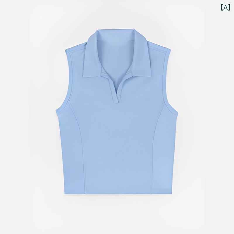 スポーツウェア レディース ポロ襟 ノースリーブトップス ハイウエスト スコート セットアップ ヌーデ..