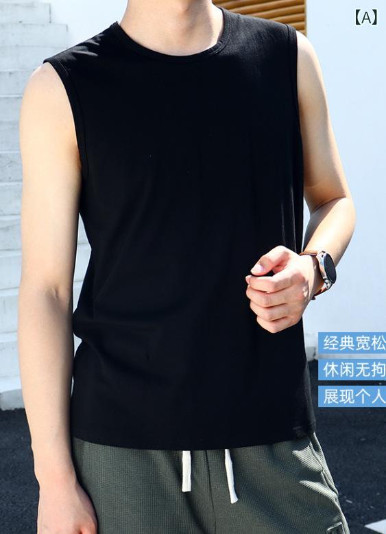 タンクトップ メンズ 綿 クルーネック ノースリーブ ヘビーウェイト ワイドショルダー ゆったり ビッグシルエット スポーツ トレーニング インナー 普段使い 快適 吸汗速乾 春夏
