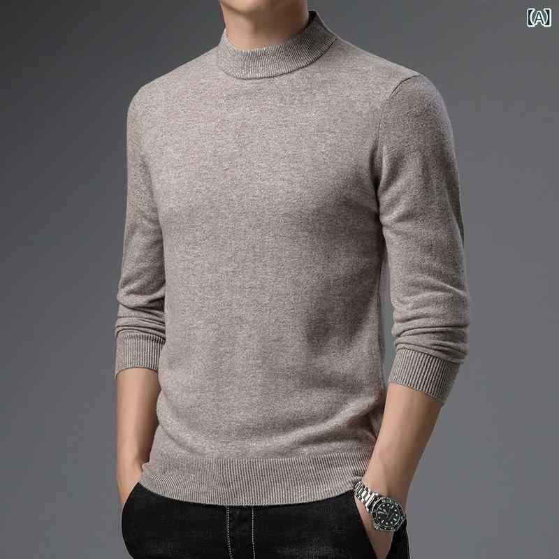 ニット メンズ 秋冬 ラウンドネック プルオーバー 羊毛100% 薄手 ゆったり ウォッシャブル ストレッチ 長袖 セーター トップス カジュアル 普段使い