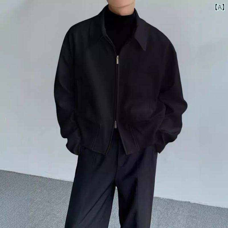 ジャケット メンズ 男性用 ホワイト 白 高級感 春秋 肩パッド ジップアップ 前開き ショート丈 スタジャン ベースボールジャケット ゆったり オーバーサイズ カジュアル アウター