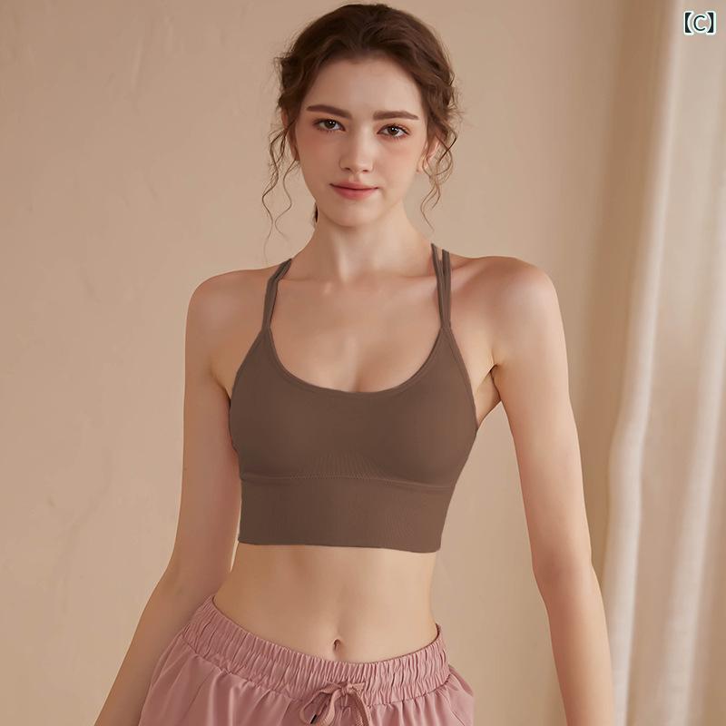 スポーツブラ レディース スポブラ 細ストラップ クロスバック 美背 ホールド感 揺れ防止 ノンワイヤー ランニング ジョギング フィットネス ジム ヨガ ピラティス トレーニング インナー ポリエステル