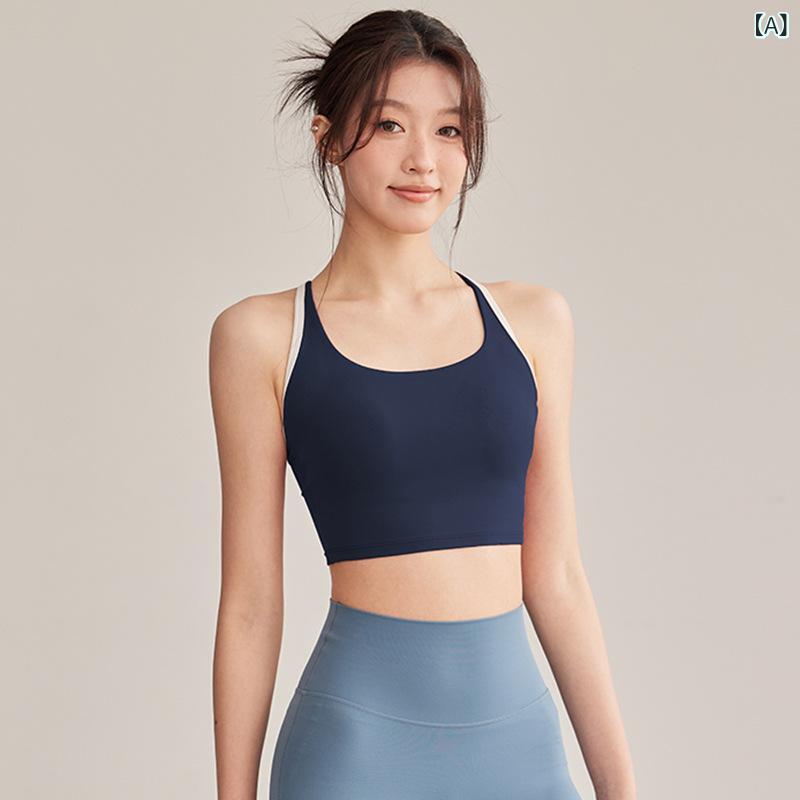 スポーツブラ レディース 女性用 切り替えデザイン タンクトップ ヨガブラ ノンワイヤー 伸縮性 フィッ..