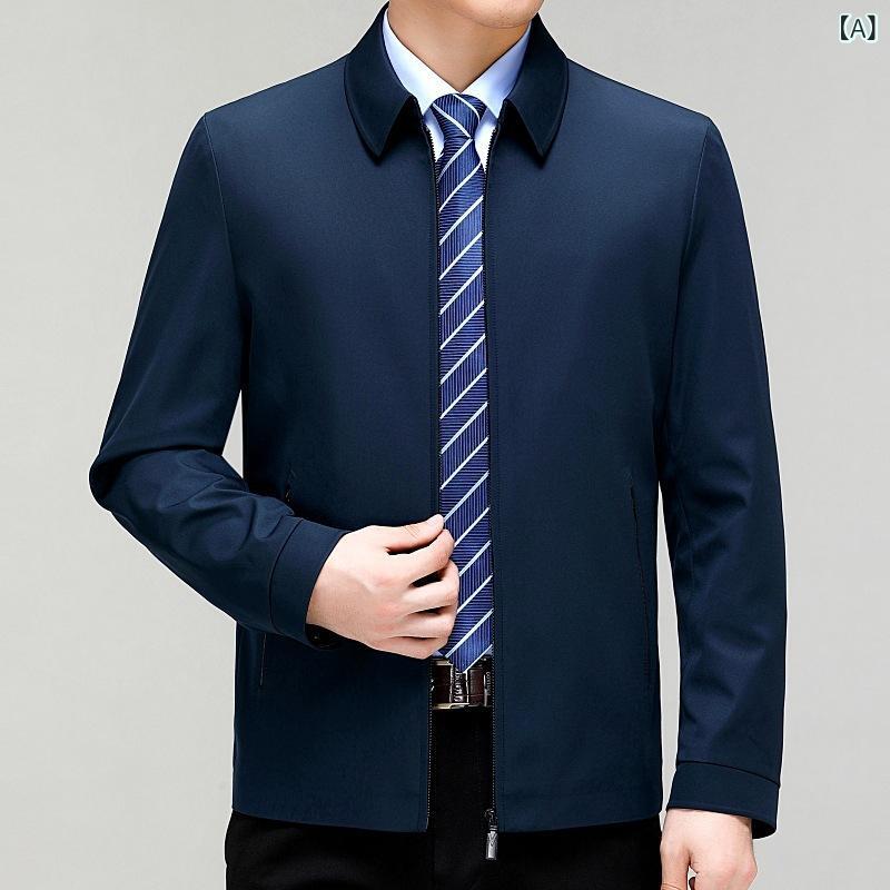 ジャケット メンズ ミドルエイジ 父親向け 桑蚕絹シルク レギュラーカラー ビッグサイズ 薄手 無地 シングルボタン 通気性 耐摩耗性 形態安定 ビジカジ デイリーユース 通勤 春秋 ライトブルー ダークブルー グレーカーキ(4.0)