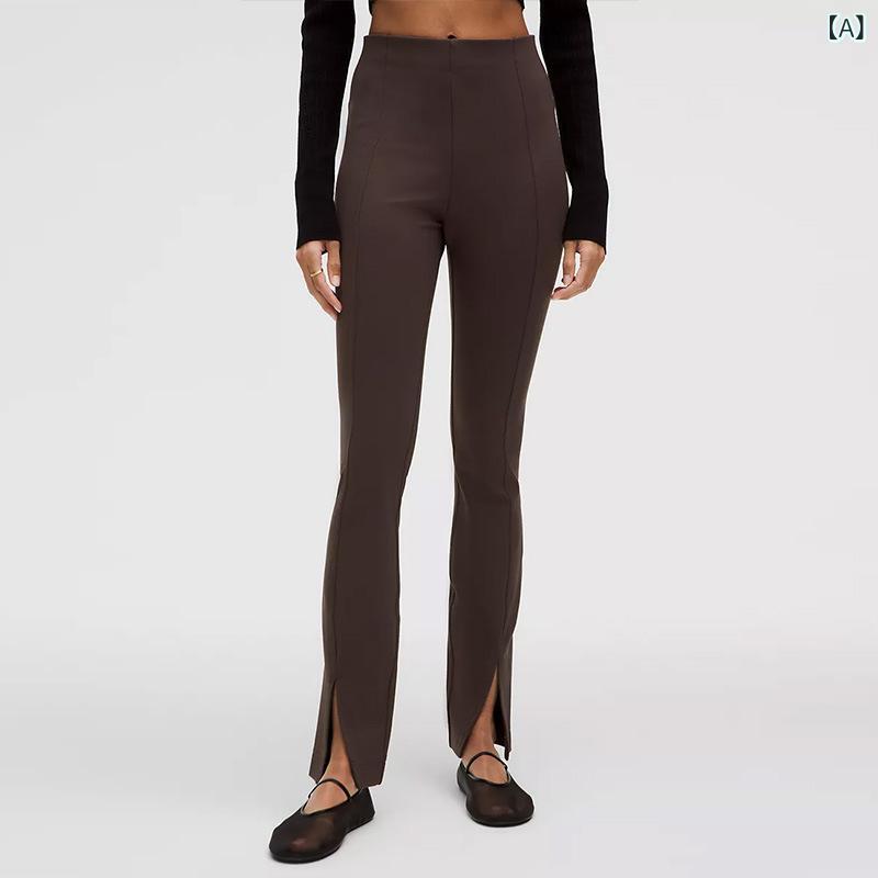 ヨガパンツ レディース ハイウエスト ヒップアップ フレア スリット 速乾 通気性 ヌード感 肌触り抜群 ..