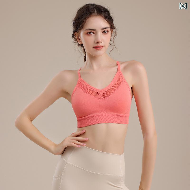 スポーツブラ レディース 女性用 ヨガ フィットネス ランニング アウトドア 揺れ防止 衝撃吸収 通気性 吸湿速乾 ノンワイヤー シームレス 美背 バストアップ 補正 ナイロン 3/4カップ