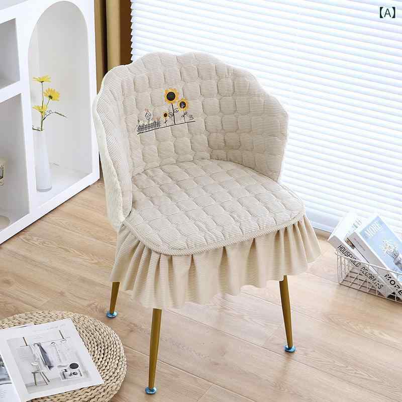 チェアカバー レディース 厚手 ドレッサーチェア スツール 肘掛け 背もたれ クッション ひまわり柄 コットン素材 家庭用 ネイルサロン モダン おしゃれ 滑り止め 防塵