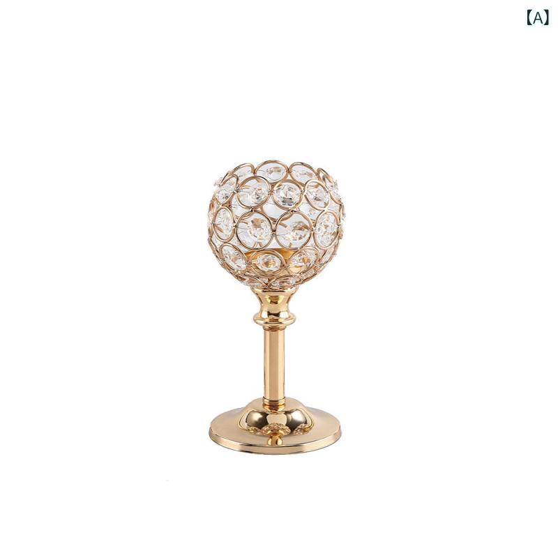 Interior Accessories - キャンドルホルダー 欧風 クリスタル メタル 高級感 オブジェ おしゃれ 置物 結婚式 ウェディング ホテル 食卓 インテリア ゴールド シルバー 電気メッキ加工 飾り