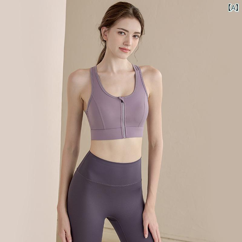 スポーツブラ レディース 前開き ファスナー ハイサポート ランニング フィットネス ヨガ 揺れにくい ホールド 美胸 バストアップ 大きいサイズ タンクトップ