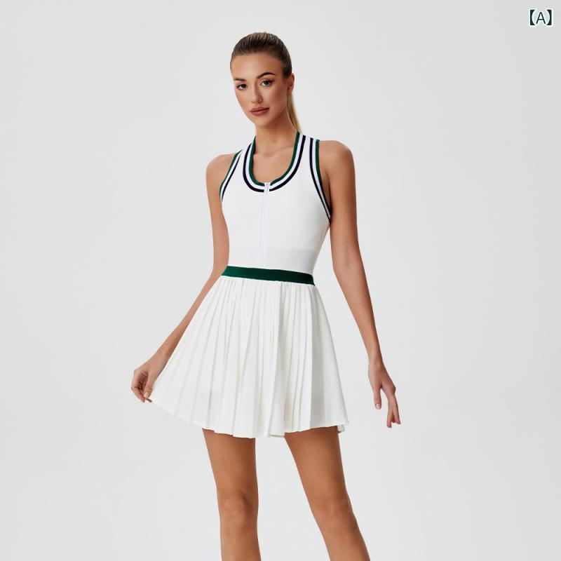 スポーツスカート レディース ハイウエスト ジッパー 切り替え バドミントン ゴルフ テニス ランニング ウォーキング アウトドア 通気性 伸縮性 速乾 ナイロン スパンデックス 混紡 春夏秋