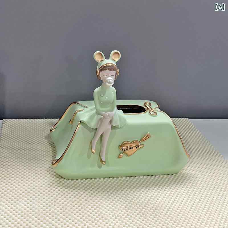 ティッシュケース 樹脂製 レジン おしゃれ かわいい 泡 女の子モチーフ クリームカラー ニュアンスカラー リビング センターテーブル 卓上 デスク 小物入れ 収納 ボックス インテリア雑貨 飾り オブジェ 高見え
