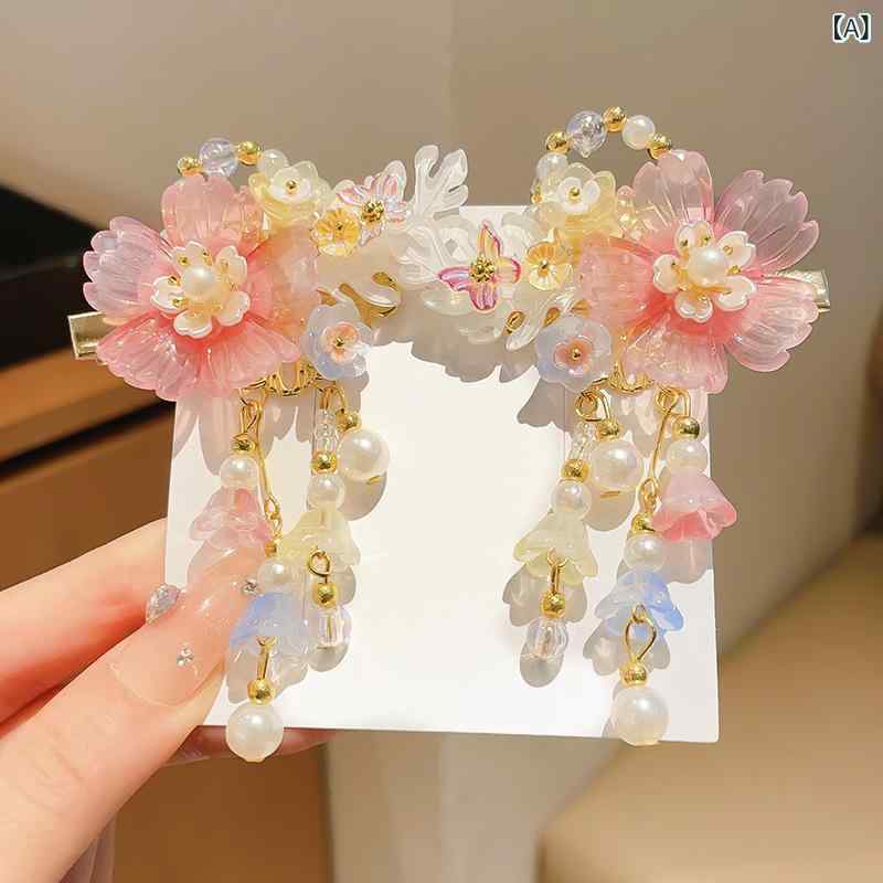 ヘアピン 子供 女の子 髪飾り ヘアアクセサリー 中華風 漢服 レトロ かわいい 花 ...