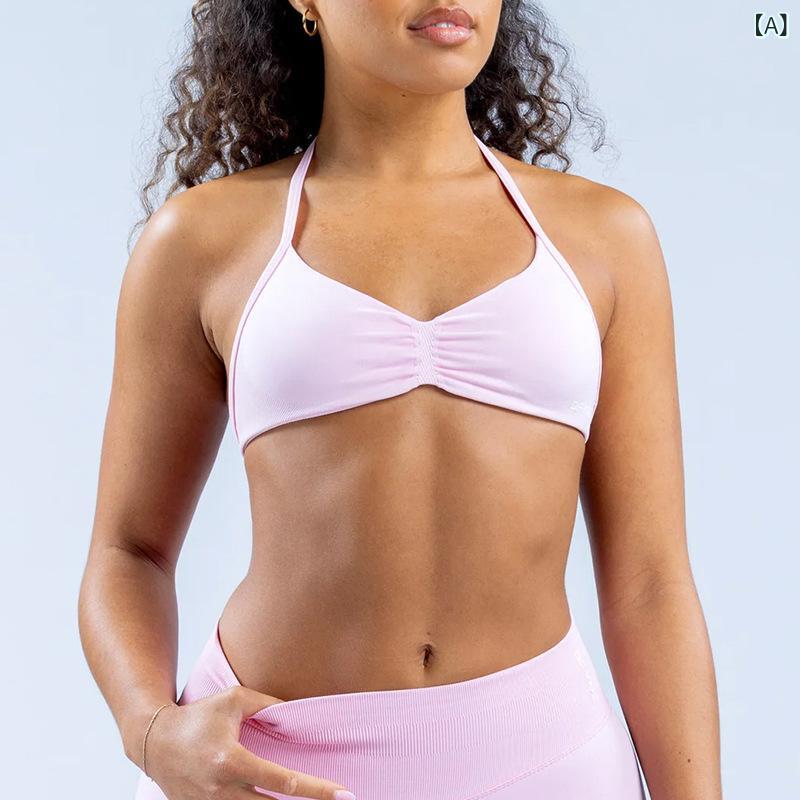 スポーツブラ レディース ブラトップ ナイロン 伸縮性 吸汗速乾 マット ホルターネック 美背 バックデ..