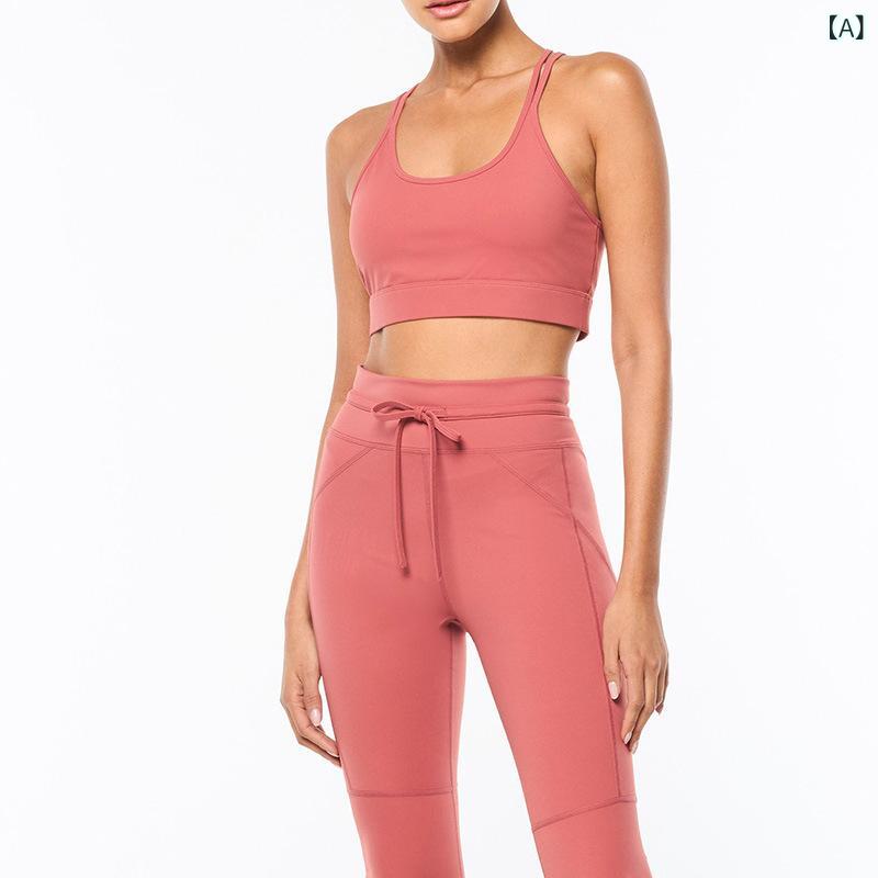 フィットネスウェア レディース スポーツブラ レギンス セットアップ バックオープン ハイウエスト ヒ..