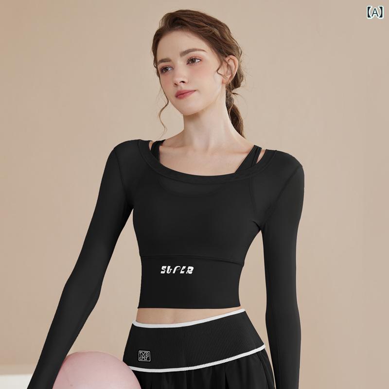 ヨガウェア レディース 女性用 セットアップ 上下セット ランニング トレーニング フェイクツーピース 長袖 フィットネス サイクリング ピラティス 通気性 吸湿速乾 ポリエステル 伸縮性 スポーツ 運動