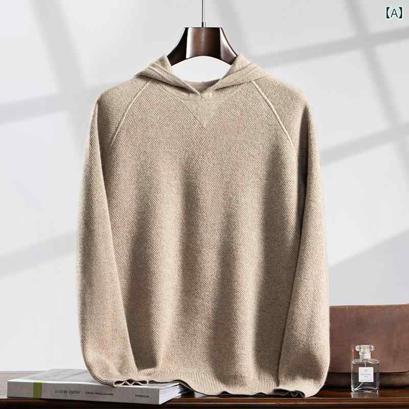 ニット レディース 女性用 上質 純カシミヤ 厚手 フード付き プルオーバー ゆったり ルーズフィット ビッグシルエット インナー ベースレイヤー トップス カ...